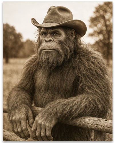 Lonesome bigfoot cowboy - bigfoot,